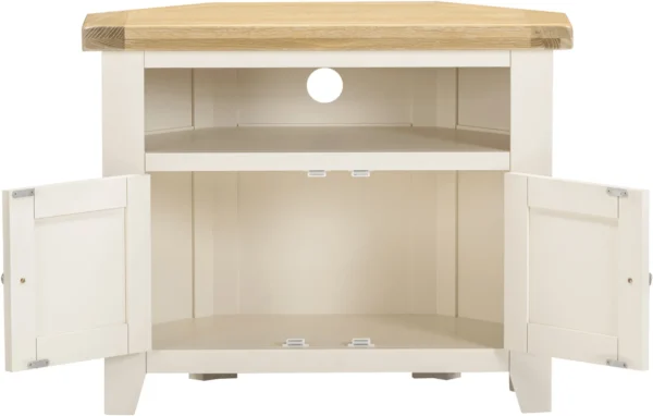 Windsor Corner TV Unit (Ivory/Oak) - Image 3