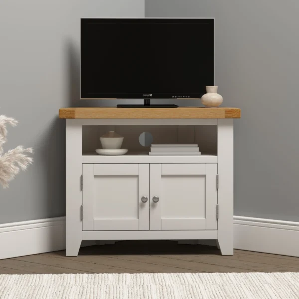 Windsor Corner TV Unit (Ivory/Oak) - Image 7