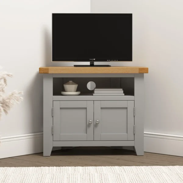 Windsor Corner TV Unit (Pebble Grey/Oak) - Image 7