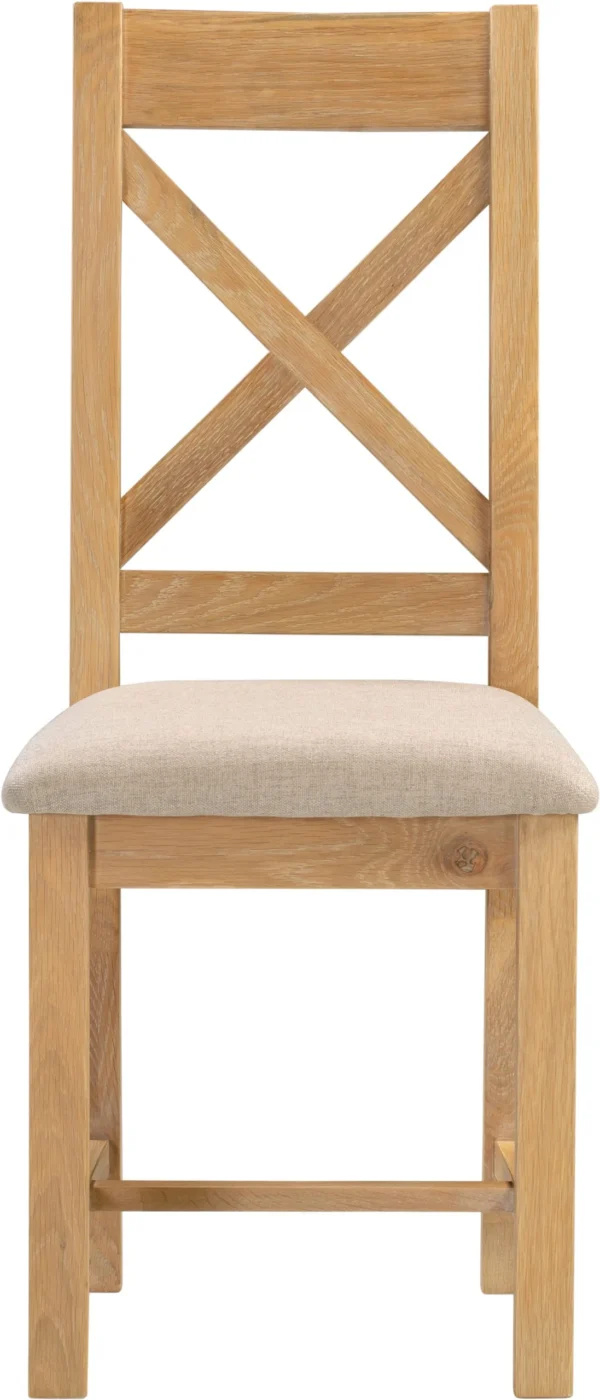 Windsor Cross Back Chair (Natural Oak/Oat Fabric) - Image 2