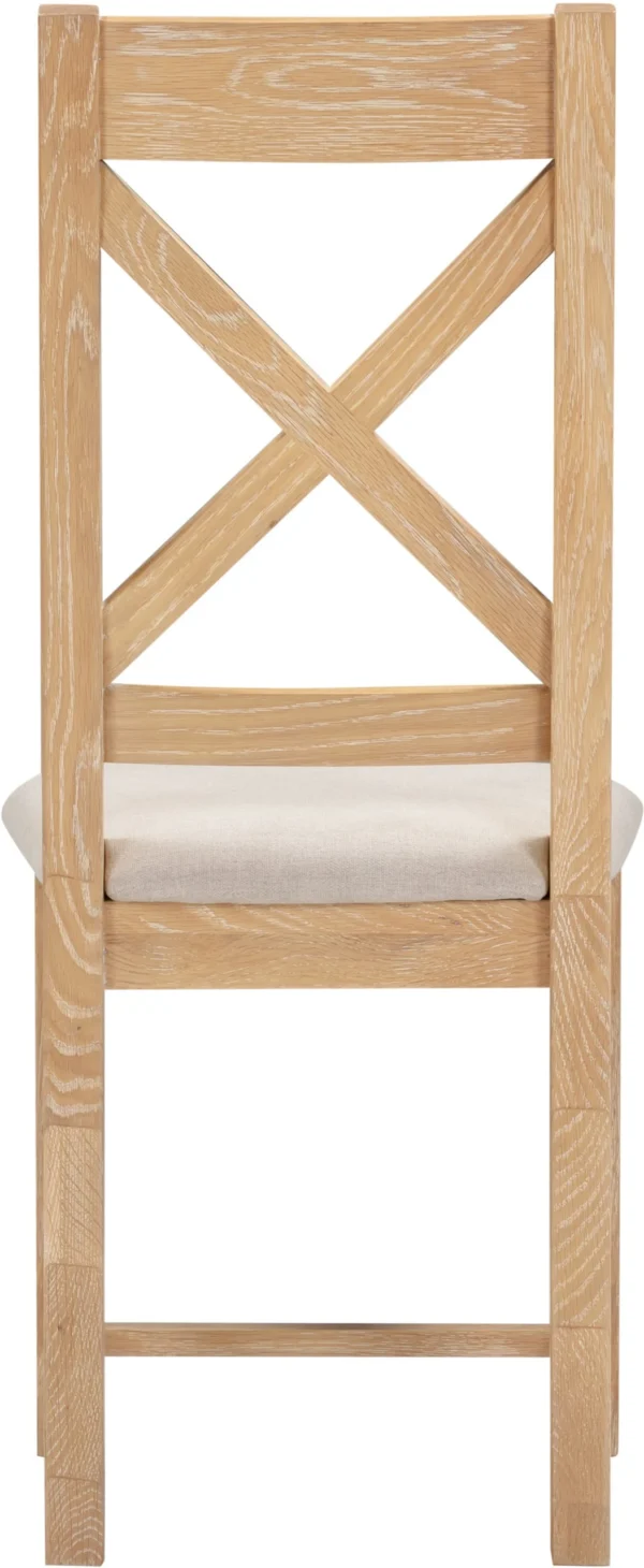 Windsor Cross Back Chair (Natural Oak/Oat Fabric) - Image 4