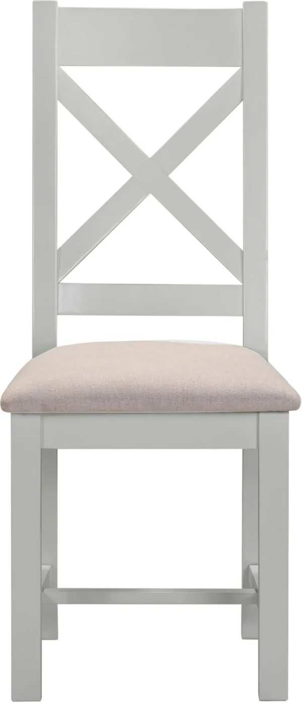 Windsor Cross Back Chair (Pebble Grey/Oat Fabric) - Image 2