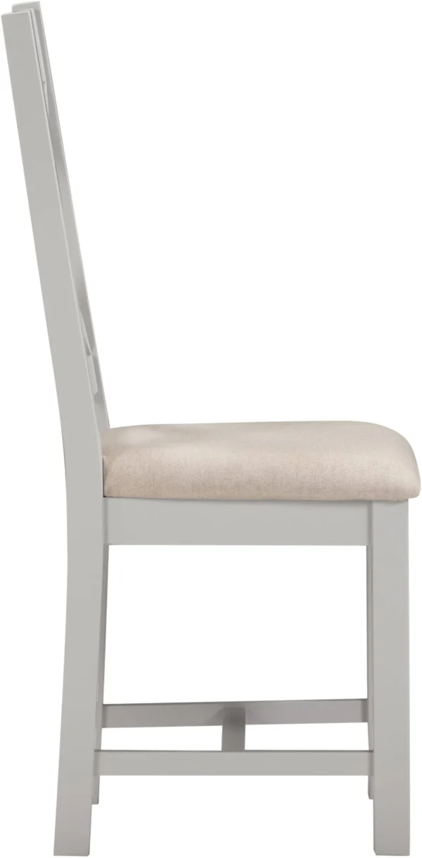 Windsor Cross Back Chair (Pebble Grey/Oat Fabric) - Image 3