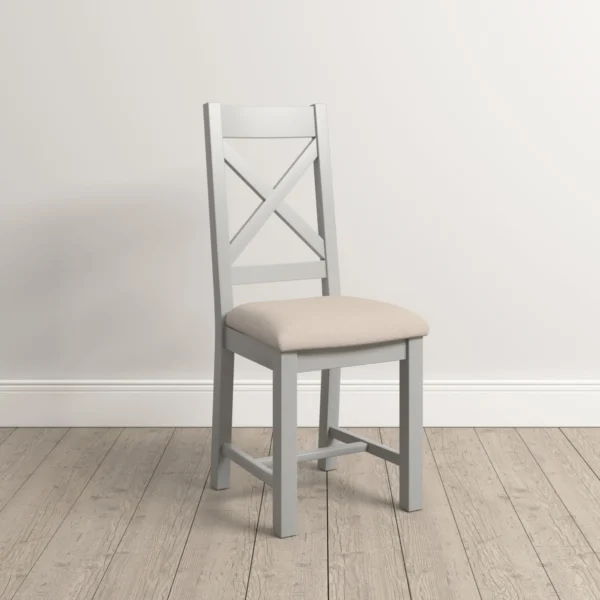 Windsor Cross Back Chair (Pebble Grey/Oat Fabric) - Image 6