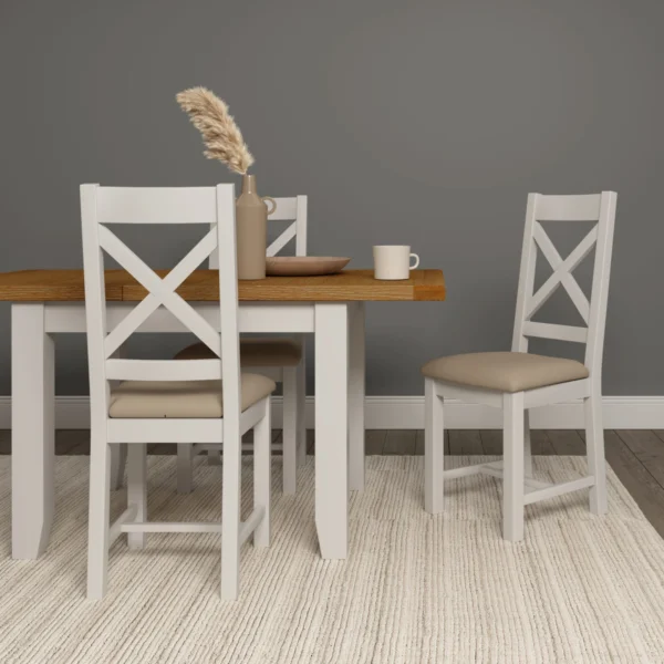 Windsor Extending Dining Table (Ivory/Oak) - Image 6