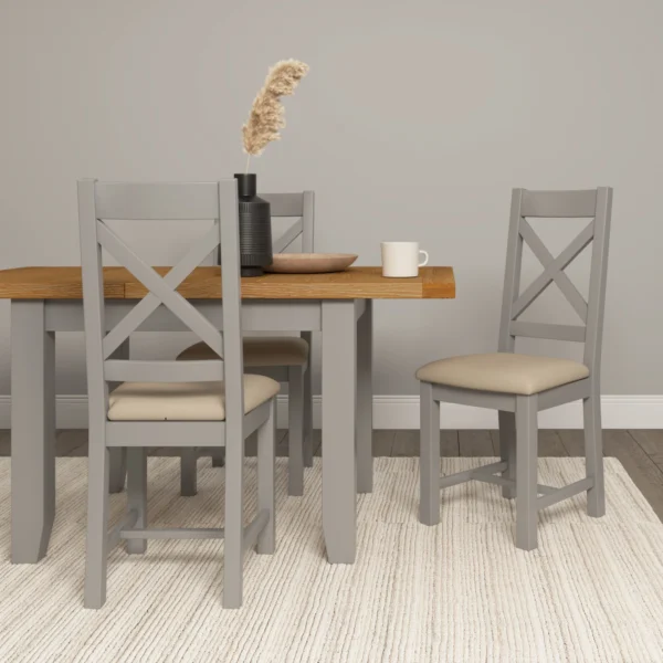 Windsor Extending Dining Table (Pebble Grey/Oak) - Image 6