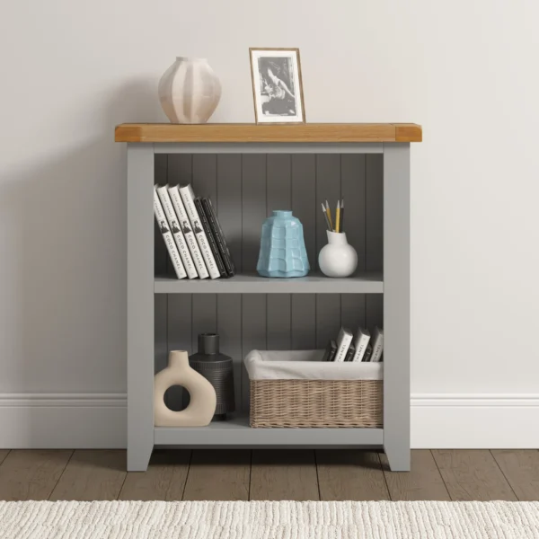 Windsor Low Bookcase (Pebble Grey/Oak) - Image 6