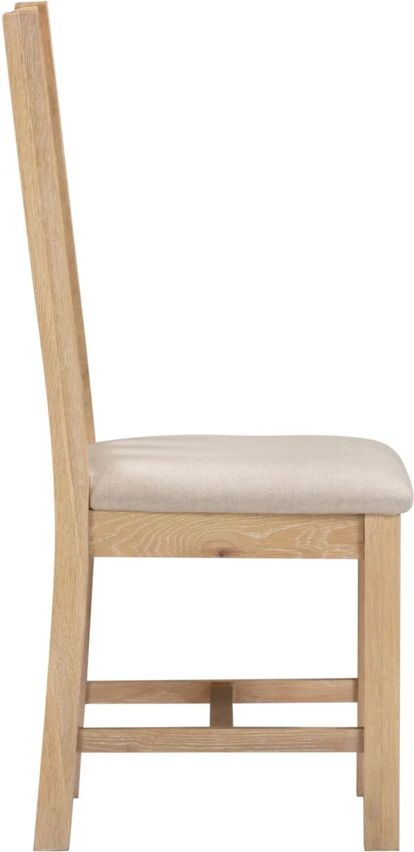 Windsor Slatted Chair (Natural Oak/Oat Fabric) - Image 3