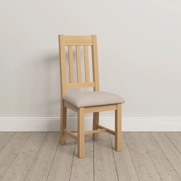 Windsor Slatted Chair (Natural Oak/Oat Fabric) - Image 6