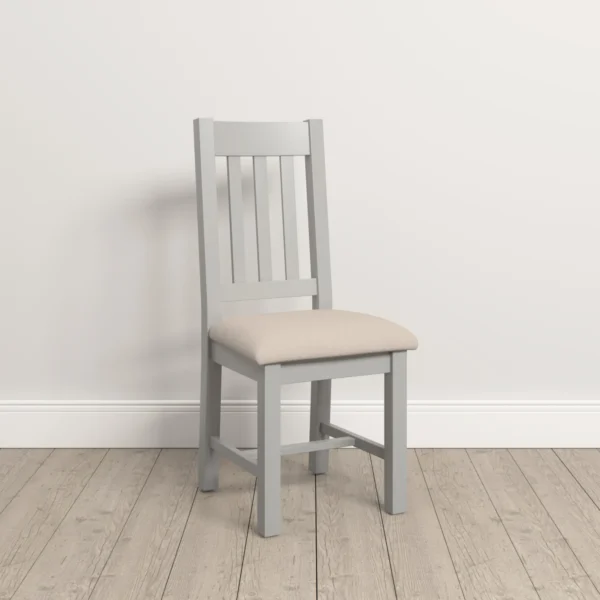 Windsor Slatted Chair (Pebble Grey/Oat Fabric) - Image 6