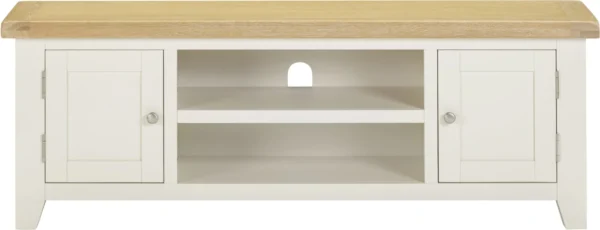 Windsor Straight TV Unit (Ivory/Oak) - Image 2