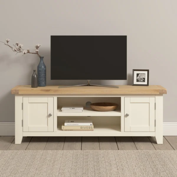 Windsor Straight TV Unit (Ivory/Oak) - Image 7